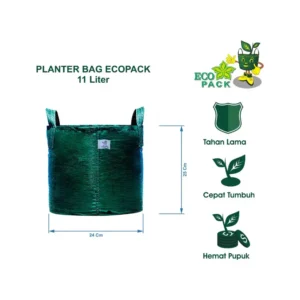 Planter Bag Eco Pack (Size 11 Liter (24x25 cm) berat 70 gr/pc tebal 140 GSM dan 2 Handle)
