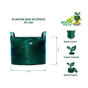 Planter Bag Eco Pack (Size 35 Liter (37x33 cm) berat 120 gr/pc tebal 140 GSM dan 2 Handle)