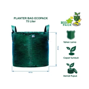 Planter Bag Eco Pack (Size 75 Liter (46x46 cm) berat 200 gr/pc tebal 140 GSM dan 2 Handle)