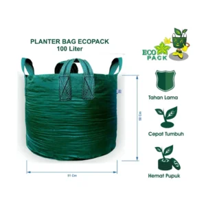 Planter Bag Eco Pack (Size 100 Liter (51x50 cm) berat 450 gr/pc tebal 200 GSM dan 4 Handle)