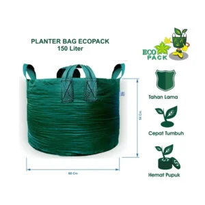 Planter Bag Eco Pack (Size 150 Liter (60x54 cm) berat 500 gr/pc tebal 200 GSM dan 4 Handle)