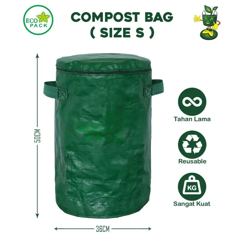 Tas Kompos Pengolah Sampah Organik Menjadi Pupuk (Size S atau 50 Liter (36x50cm) berat 300 gr/pc)