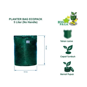 Planter Bag Eco Pack (Size 5 Liter (18x20 cm) berat 50 gr/pc tebal 140 GSM tanpa Handle)